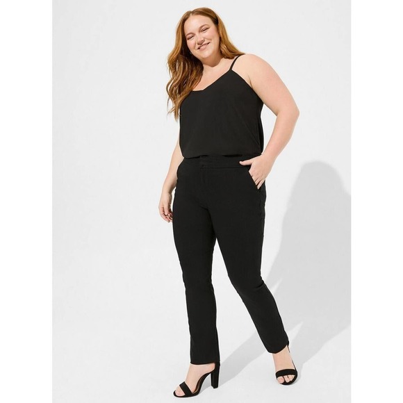 torrid Pants - Torrid Trouser Straight Deluxe Stretch Mid Rise Pant Women's Plus Size 22 Black